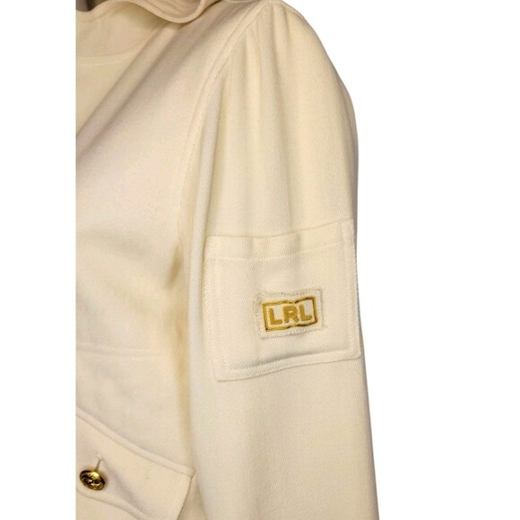 Ralph Lauren LRL Worsted Wool Hooded Jacket Blazer Womens PM Petite Ivory Gold - Picture 4 of 11